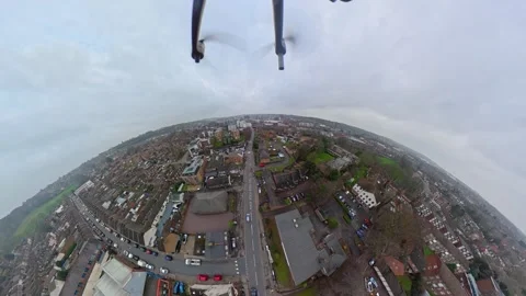 360 Panoramic View of Luton City During Mostly Cloudy Day Stock Footage 327797857