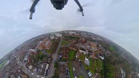 360 Panoramic View of Luton City During Mostly Cloudy Day Stock Footage 327797889