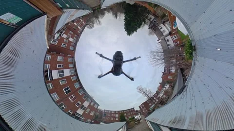 360 Panoramic View of Luton City During Mostly Cloudy Day Stock Footage 327798042