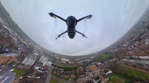 360 Panoramic View of Luton City During Mostly Cloudy Day Stock Footage 327798115