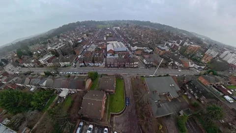 360 Panoramic View of Luton City During Mostly Cloudy Day Stock Footage 327798378