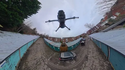 360 Panoramic View of Luton City During Mostly Cloudy Day Stock Footage 327798420