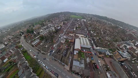 360 Panoramic View of Luton City During Mostly Cloudy Day Stock Footage 327798460