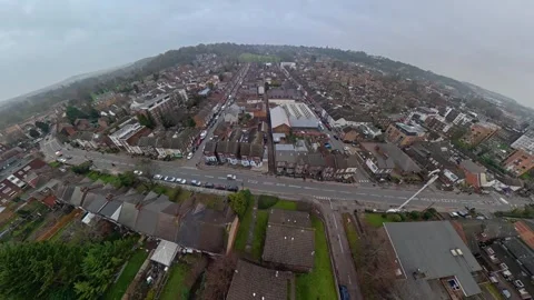 360 Panoramic View of Luton City During Mostly Cloudy Day Stock Footage 327798587