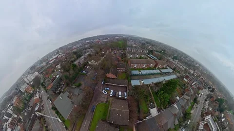 360 Panoramic View of Luton City During Mostly Cloudy Day Stock Footage 327798737