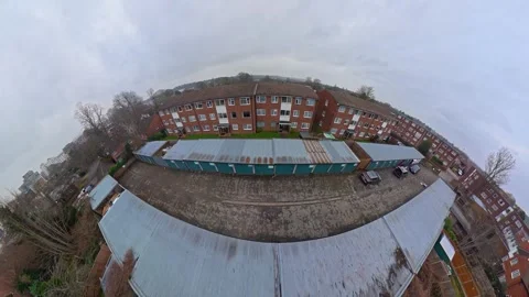 360 Panoramic View of Luton City During Mostly Cloudy Day Stock Footage 327798921