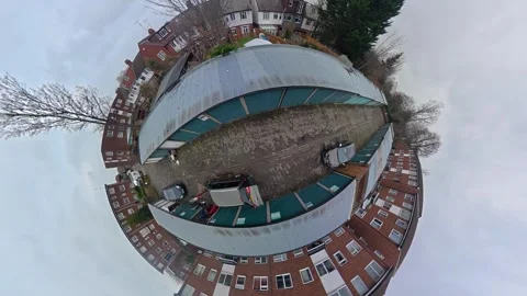 360 Panoramic View of Luton City During Mostly Cloudy Day Stock Footage 327799150