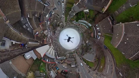 360 Panoramic View of Luton City During Mostly Cloudy Day Stock Footage 327799207