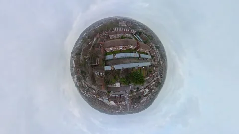 360 Panoramic View of Luton City During Mostly Cloudy Day Stock Footage 327799275