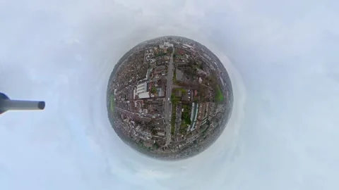 360 Panoramic View of Luton City During Mostly Cloudy Day Stock Footage 327799486