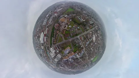 360 Panoramic View of Luton City During Mostly Cloudy Day Video stock 327799491