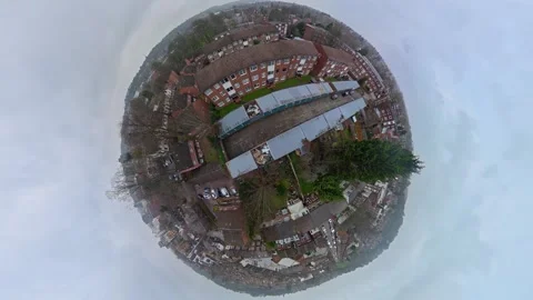 360 Panoramic View of Luton City During Mostly Cloudy Day Stock Footage 327799656