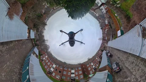 360 Panoramic View of Luton City During Mostly Cloudy Day Stock Footage 327800085