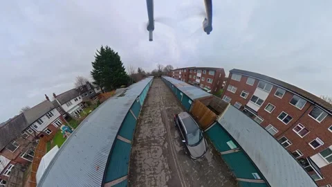 360 Panoramic View of Luton City During Mostly Cloudy Day Video stock 327800093