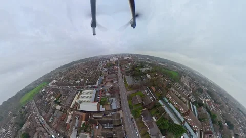 360 Panoramic View of Luton City During Mostly Cloudy Day Stock Footage 327800394