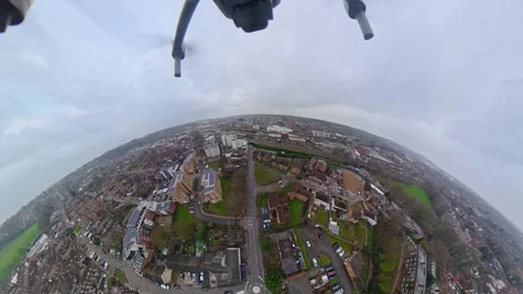 360 Panoramic View of Luton City During Mostly Cloudy Day Stock Footage 327800440