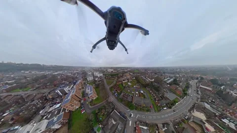 360 Panoramic View of Luton City During Mostly Cloudy Day Stock Footage 327800613