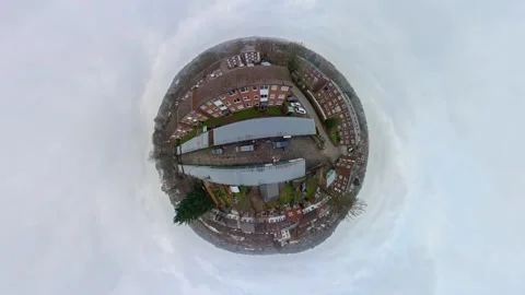 360 Panoramic View of Luton City During Mostly Cloudy Day Video stock 327800802