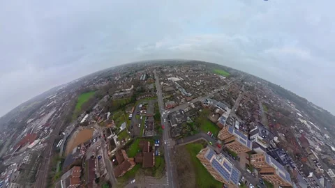360 Panoramic View of Luton City During Mostly Cloudy Day Stock Footage 327800822