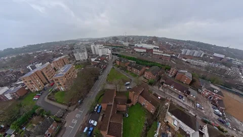 360 Panoramic View of Luton City During Mostly Cloudy Day Stock Footage 327801017