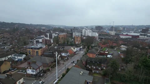 360 Panoramic View of Luton City During Mostly Cloudy Day Stock Footage 327801081