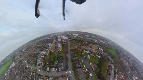 360 Panoramic View of Luton City During Mostly Cloudy Day Stock Footage 327801441