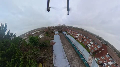 360 Panoramic View of Luton City During Mostly Cloudy Day Stock Footage 327801519