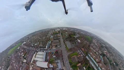 360 Panoramic View of Luton City During Mostly Cloudy Day Video stock 327801696