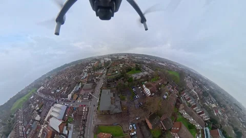 360 Panoramic View of Luton City During Mostly Cloudy Day Stock Footage 327801858