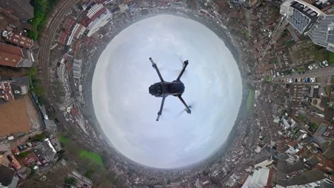 360 Panoramic View of Luton City During Mostly Cloudy Day Vídeos de archivo 327802353
