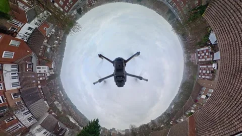 360 Panoramic View of Luton City During Mostly Cloudy Day Stock Footage 327802403