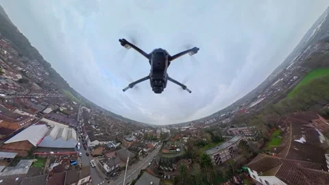 360 Panoramic View of Luton City During Mostly Cloudy Day Vídeo Stock 327802525