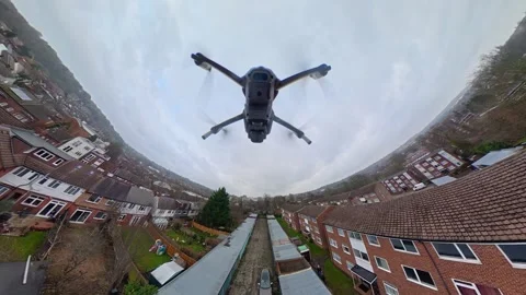 360 Panoramic View of Luton City During Mostly Cloudy Day Stock Footage 327802661