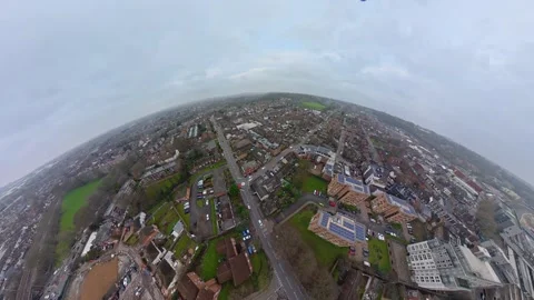 360 Panoramic View of Luton City During Mostly Cloudy Day Stock Footage 327802884