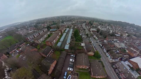 360 Panoramic View of Luton City During Mostly Cloudy Day Stock Footage 327802902