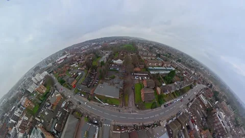 360 Panoramic View of Luton City During Mostly Cloudy Day Stock Footage 327802948
