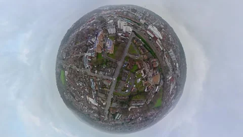 360 Panoramic View of Luton City During Mostly Cloudy Day Stock Footage 327803023