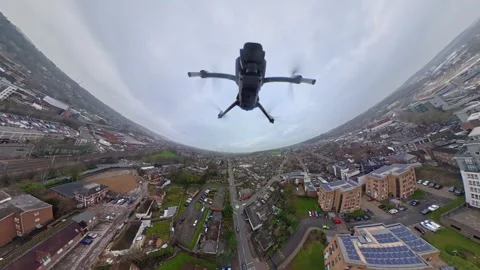 360 Panoramic View of Luton City During Mostly Cloudy Day Vídeo Stock 327803068