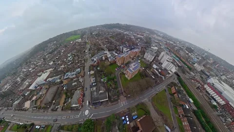 360 Panoramic View of Luton City During Mostly Cloudy Day Stock Footage 327803132