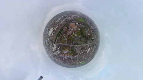 360 Panoramic View of Luton City During Mostly Cloudy Day Stock Footage 327803191