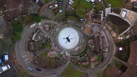 360 Panoramic View of Luton City During Mostly Cloudy Day Stock Footage 327803207