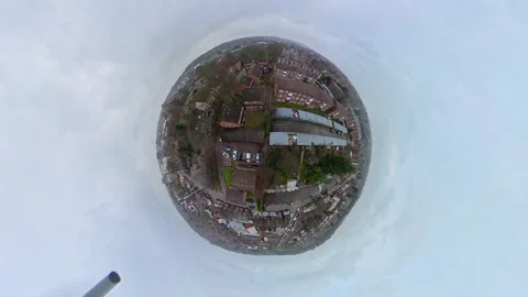 360 Panoramic View of Luton City During Mostly Cloudy Day Video stock 327803219