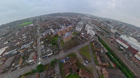 360 Panoramic View of Luton City During Mostly Cloudy Day Stock Footage 327803266