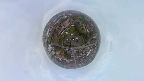 360 Panoramic View of Luton City During Mostly Cloudy Day Stock Footage 327803368