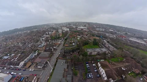 360 Panoramic View of Luton City During Mostly Cloudy Day Stock Footage 327803515