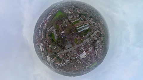 360 Panoramic View of Luton City During Mostly Cloudy Day Stock Footage 327803540