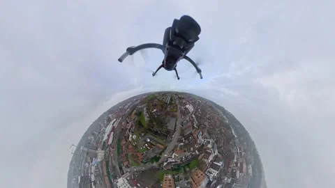 360 Panoramic View of Luton City During Mostly Cloudy Day Stock Footage 327803775