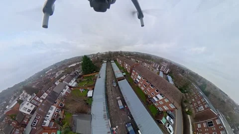 360 Panoramic View of Luton City During Mostly Cloudy Day Stock Footage 327803867