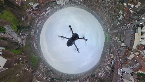 360 Panoramic View of Luton City During Mostly Cloudy Day Stock Footage 327803980