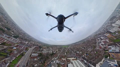 360 Panoramic View of Luton City During Mostly Cloudy Day Stock Footage 327804122